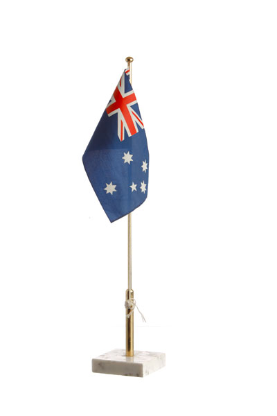 Australien - bordsflagga - förgylld stång, marmorfot