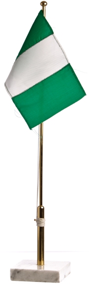 Nigeria - bordsflagga - förgylld stång, marmorfot