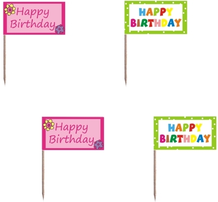 Partypinne 8 cm Happy Birthday - 20 pack