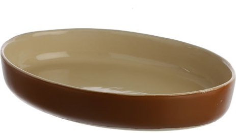 Karott / gratängform - 4.5 liter, oval, 45 X 32 cm, med 6 cm hög kant, porslin