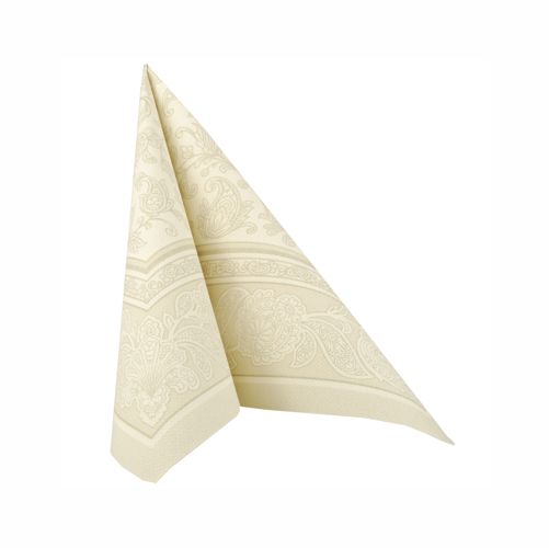 Pappersservett Royal - Champagne/Vaniljfärgad med ORNAMENTS-DEKOR, 40x40 cm, 50 pack